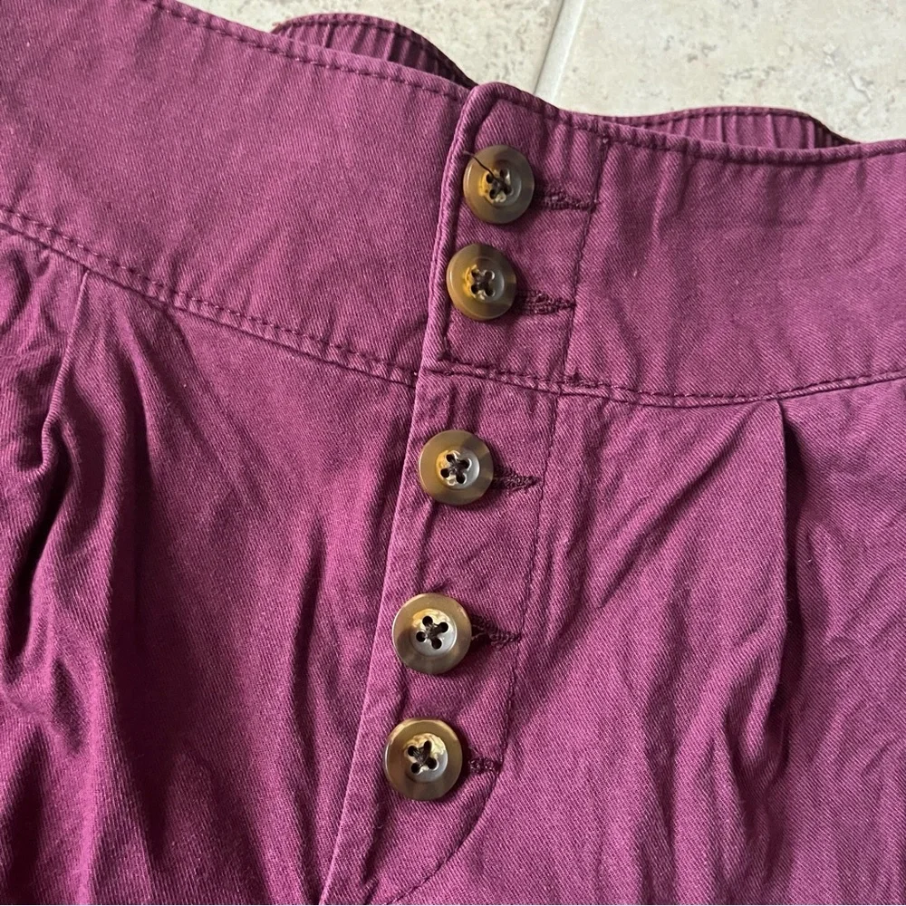 Hollister High Waisted Button Up Burgundy Plum Wide Leg Pants - Picture 4 of 7